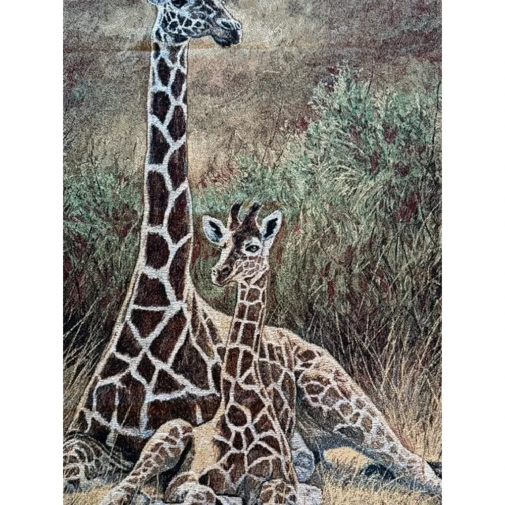 Pure Country Weavers Giraffe Family Woven Cotton Throw Blanket Made in USA 69x53